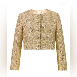 Marlow Metallic Gold Tweed Cropped Jacket